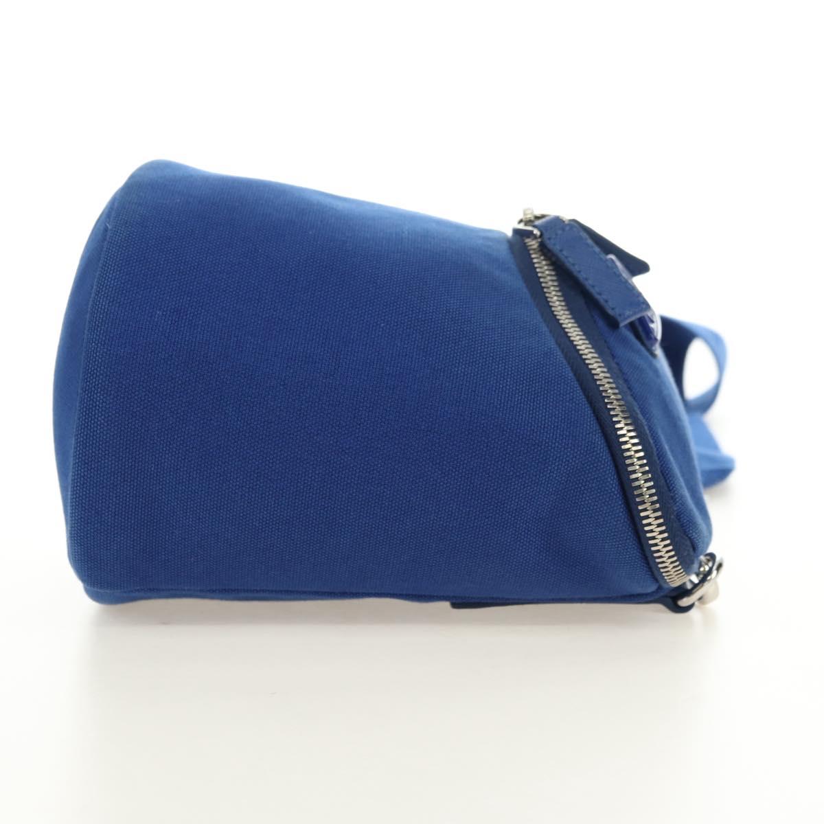 PRADA Shoulder Bag Canvas Blue Silver Auth 182306M