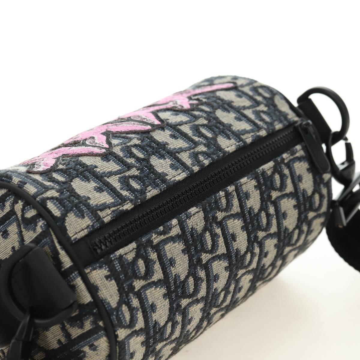 Christian Dior Trotter Canvas Oblique Rabbit Mini Roller Bag Navy Auth 182307SAM