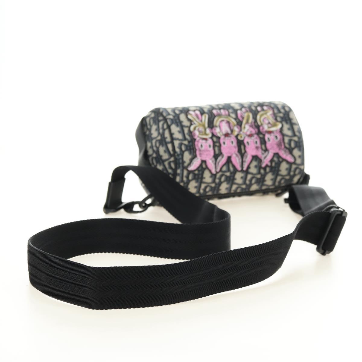 Christian Dior Trotter Canvas Oblique Rabbit Mini Roller Bag Navy Auth 182307SAM