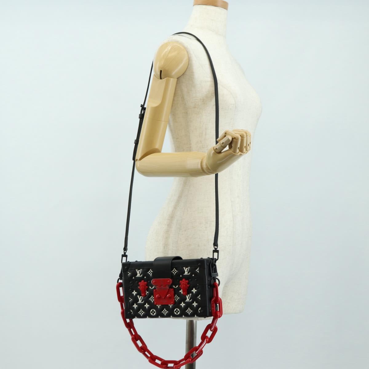 LOUIS VUITTON Lamb Leather Chain Petite Mar Bag 2way Black M59638 Auth 182311SM