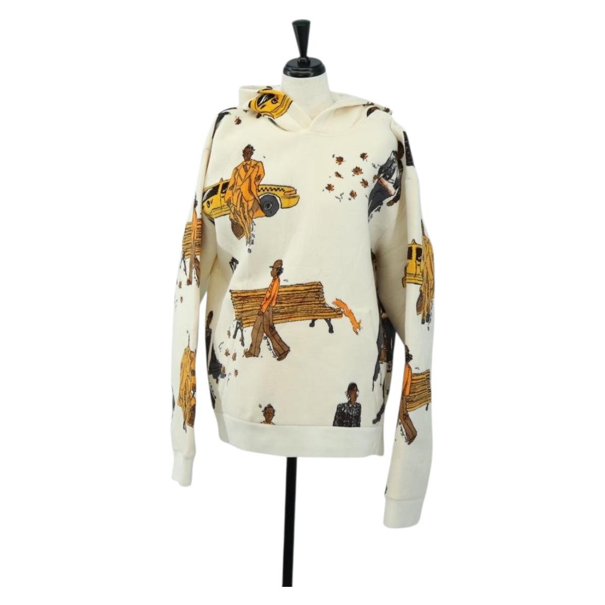 LOUIS VUITTON New Walkers Print Hoodie Virgil Abloh Cotton M Ivory Auth 182324SM
