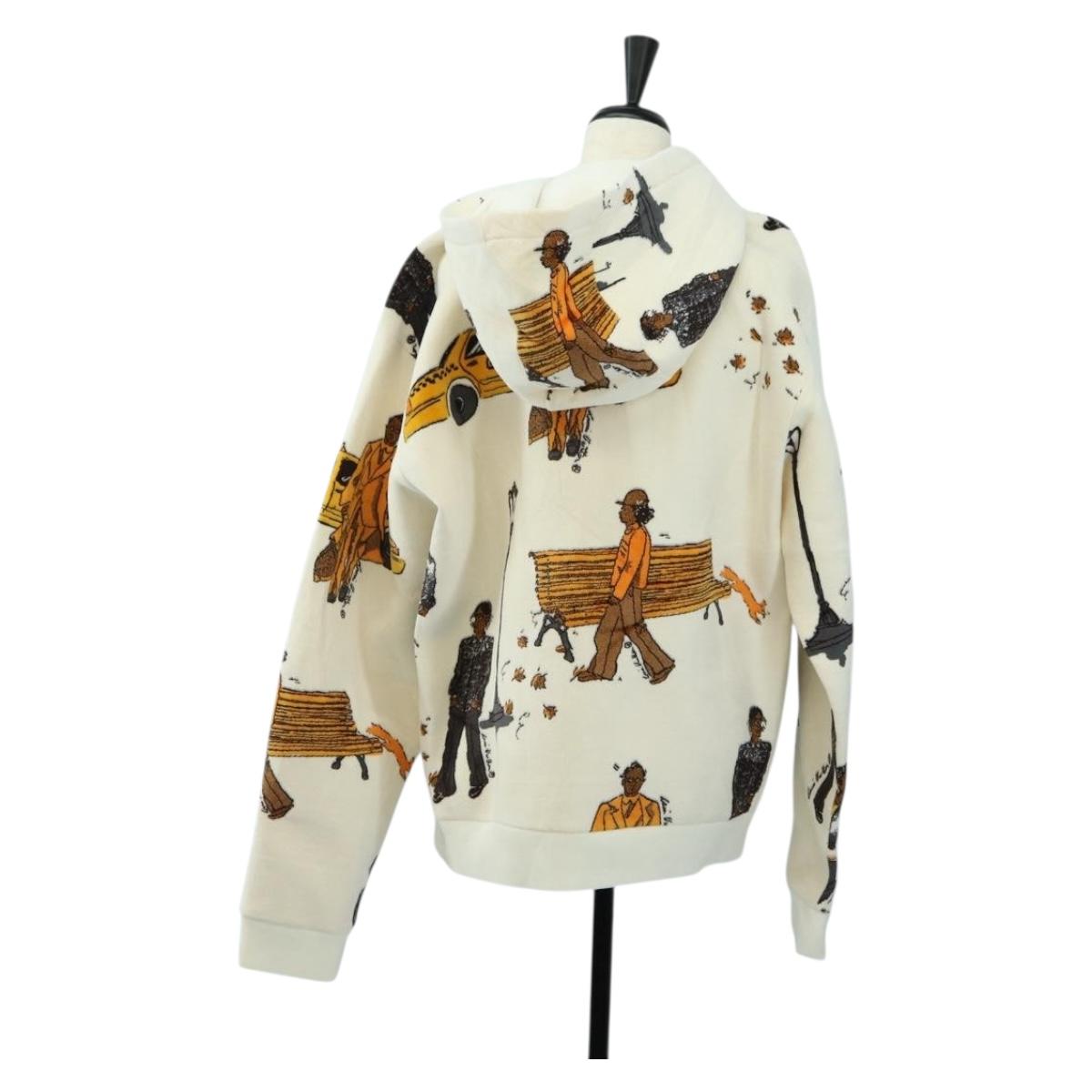 LOUIS VUITTON New Walkers Print Hoodie Virgil Abloh Cotton M Ivory Auth 182324SM