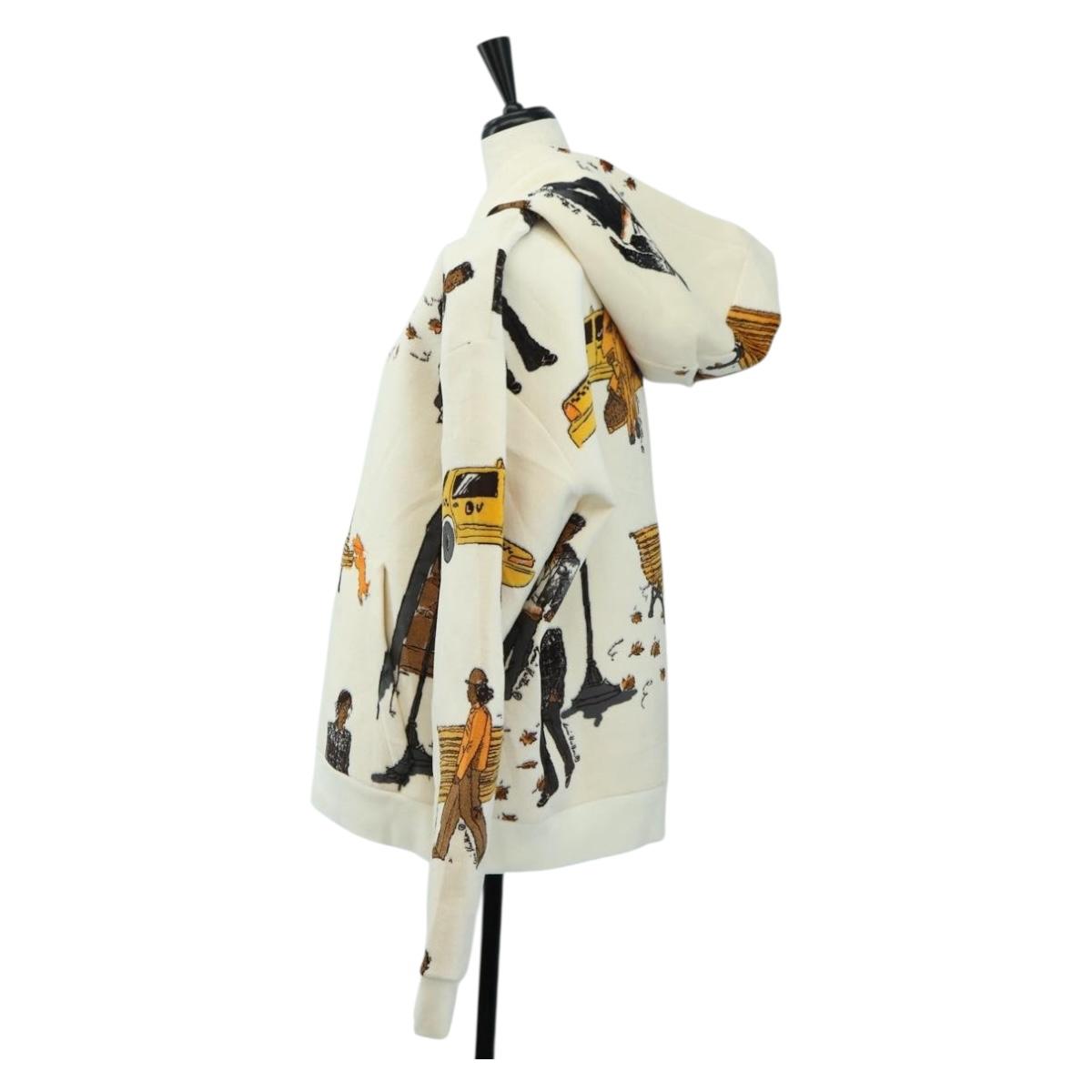 LOUIS VUITTON New Walkers Print Hoodie Virgil Abloh Cotton M Ivory Auth 182324SM