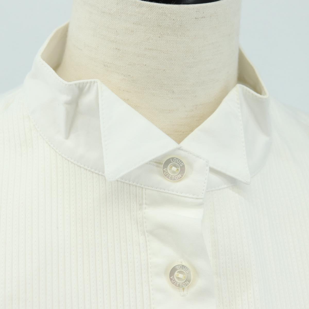 LOUIS VUITTON Long sleeve Shirt cotton 34 White LV Auth 182326M