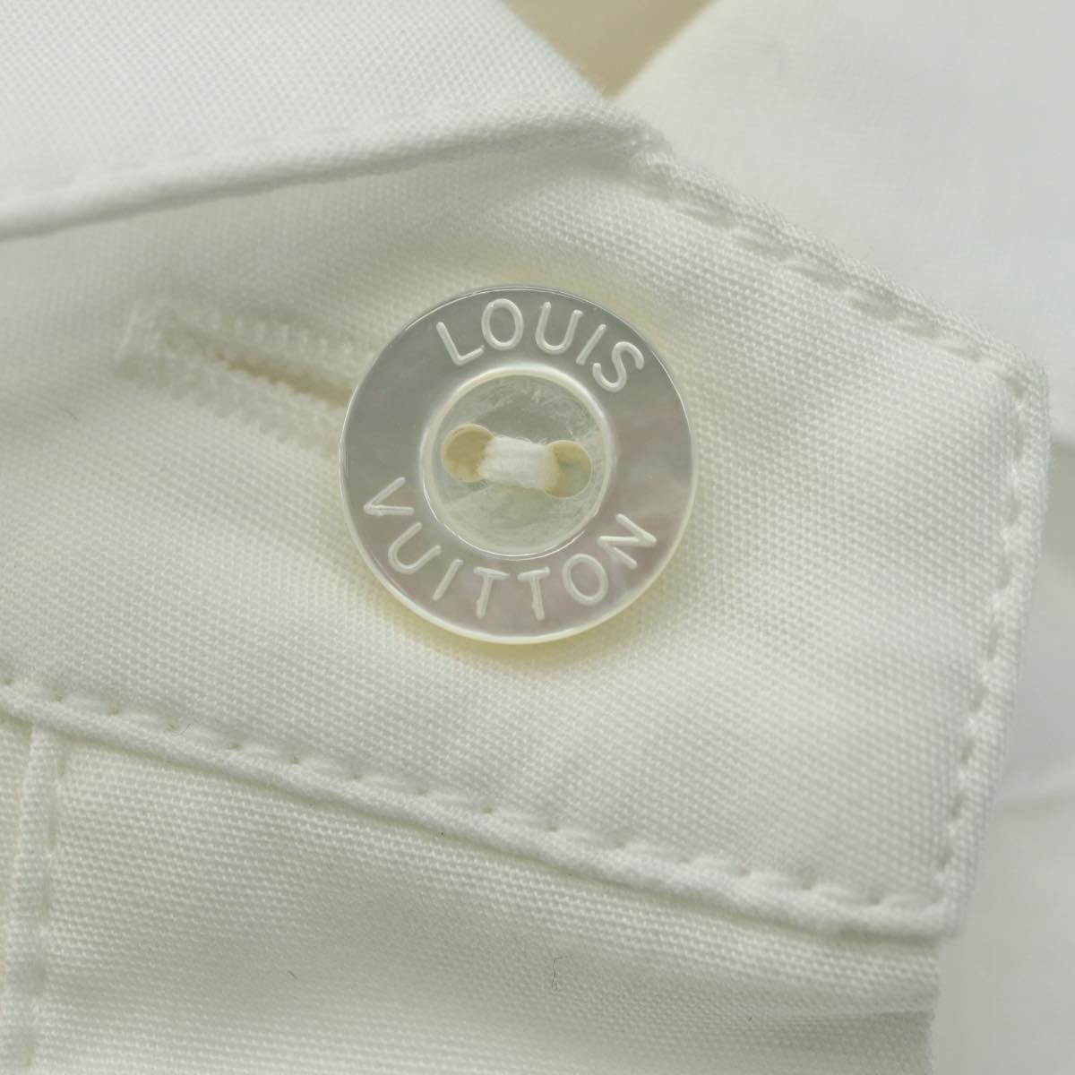 LOUIS VUITTON Long sleeve Shirt cotton 34 White LV Auth 182326M