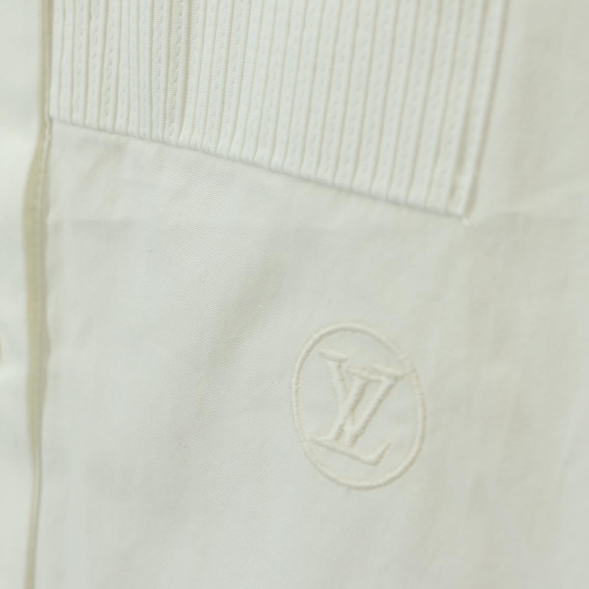 LOUIS VUITTON Long sleeve Shirt cotton 34 White LV Auth 182326M