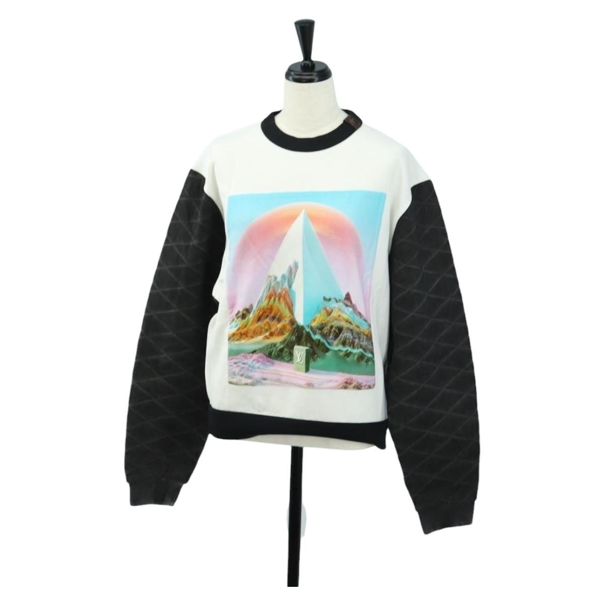 LOUIS VUITTON Crew Neck Sweatshirt Cotton XS White LV Auth 182327SM