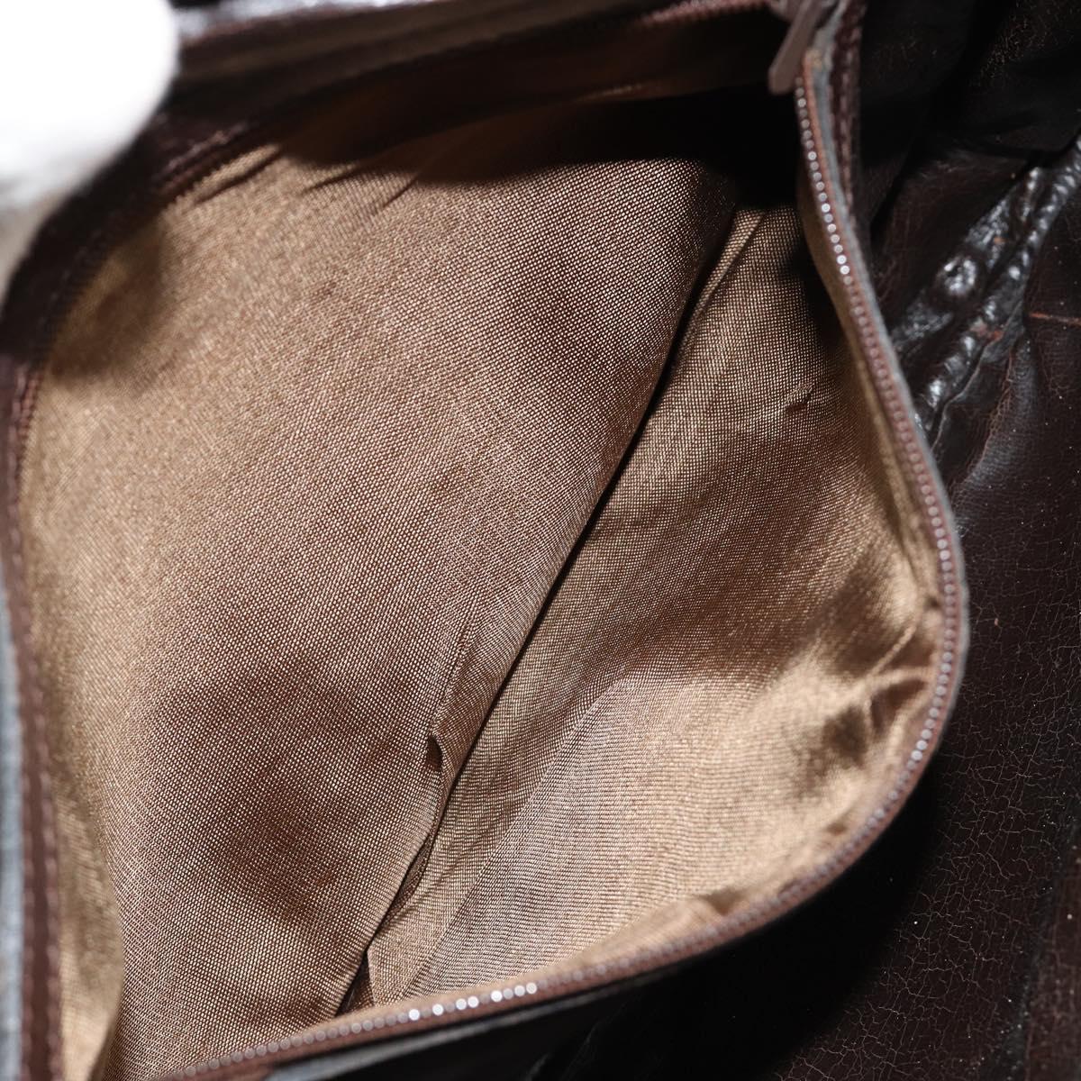 FENDI Zucca Canvas Shoulder Bag Black Brown Auth 182351