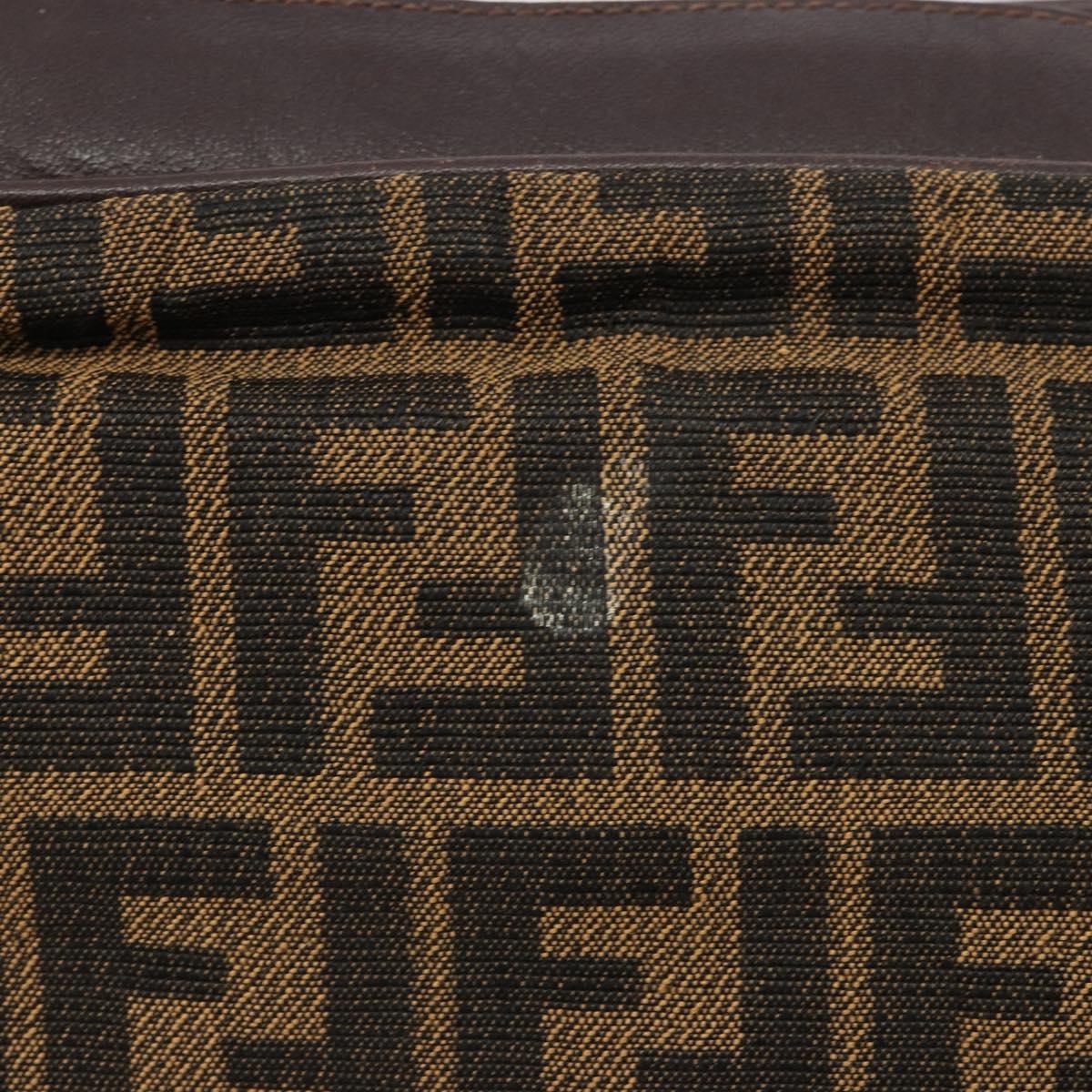 FENDI Zucca Canvas Shoulder Bag Black Brown Auth 182351