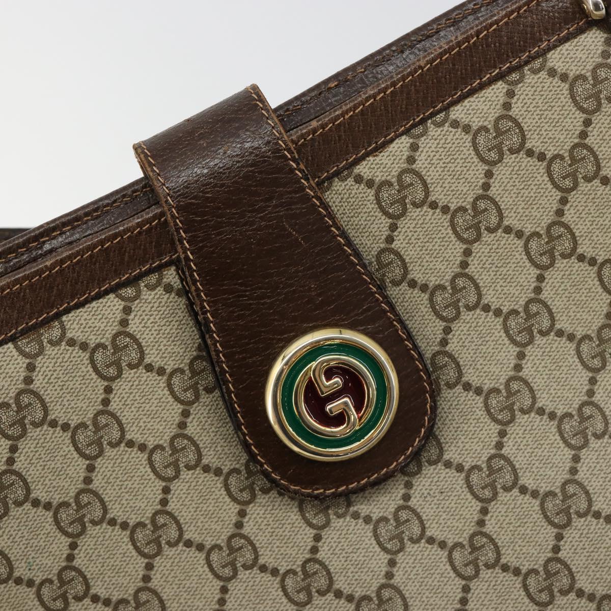 GUCCI GG Supreme Shoulder Bag PVC Beige Gold Auth 182353