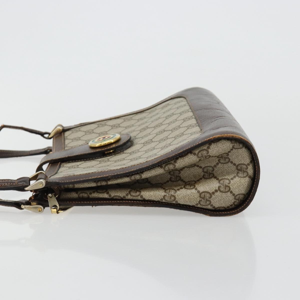GUCCI GG Supreme Shoulder Bag PVC Beige Gold Auth 182353