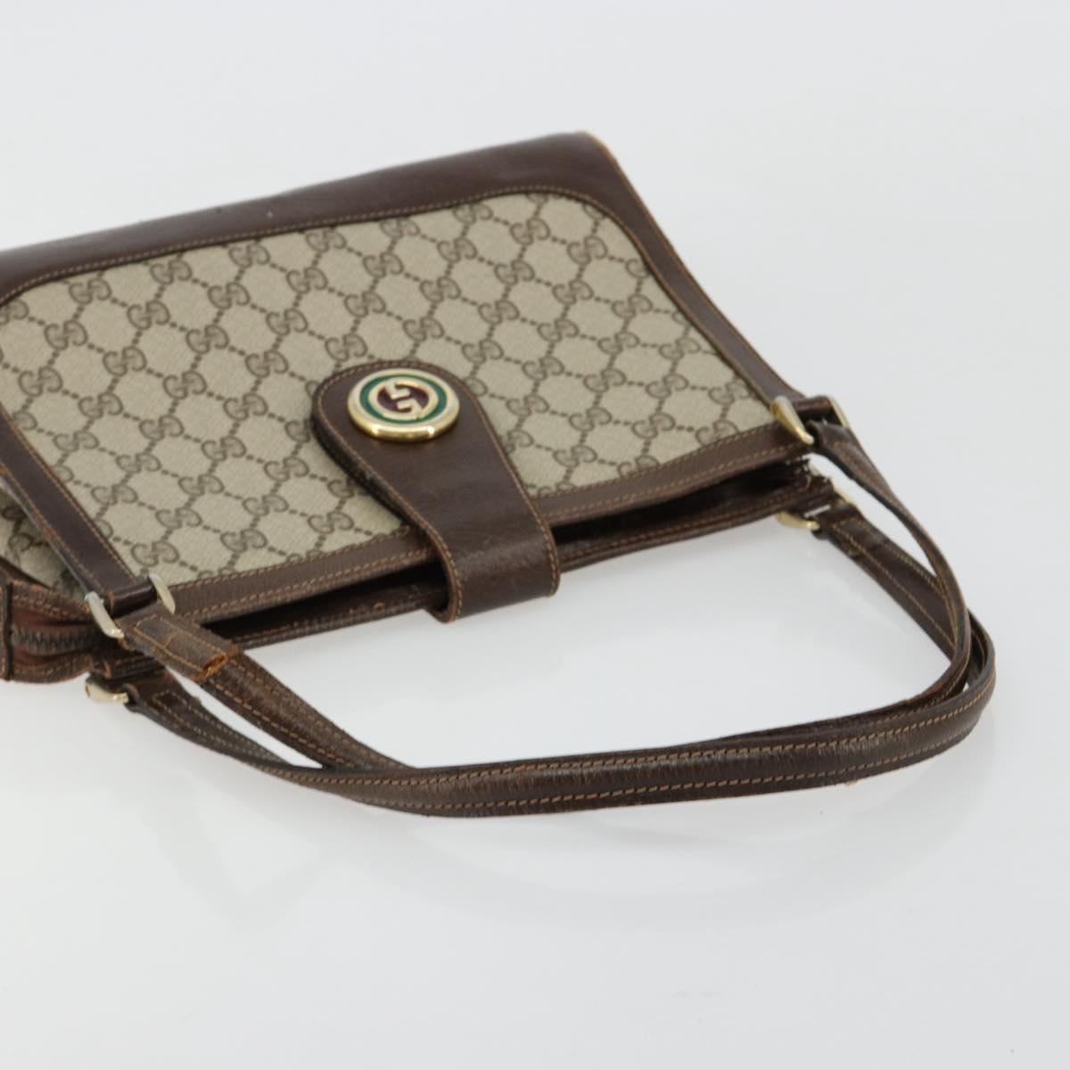 GUCCI GG Supreme Shoulder Bag PVC Beige Gold Auth 182353