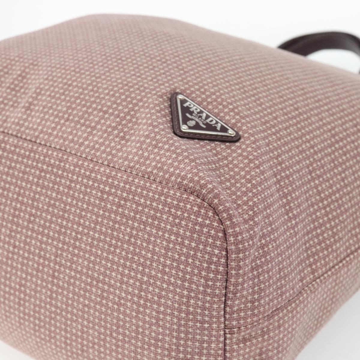 PRADA Hand Bag Canvas 2way Red Silver Auth 182354