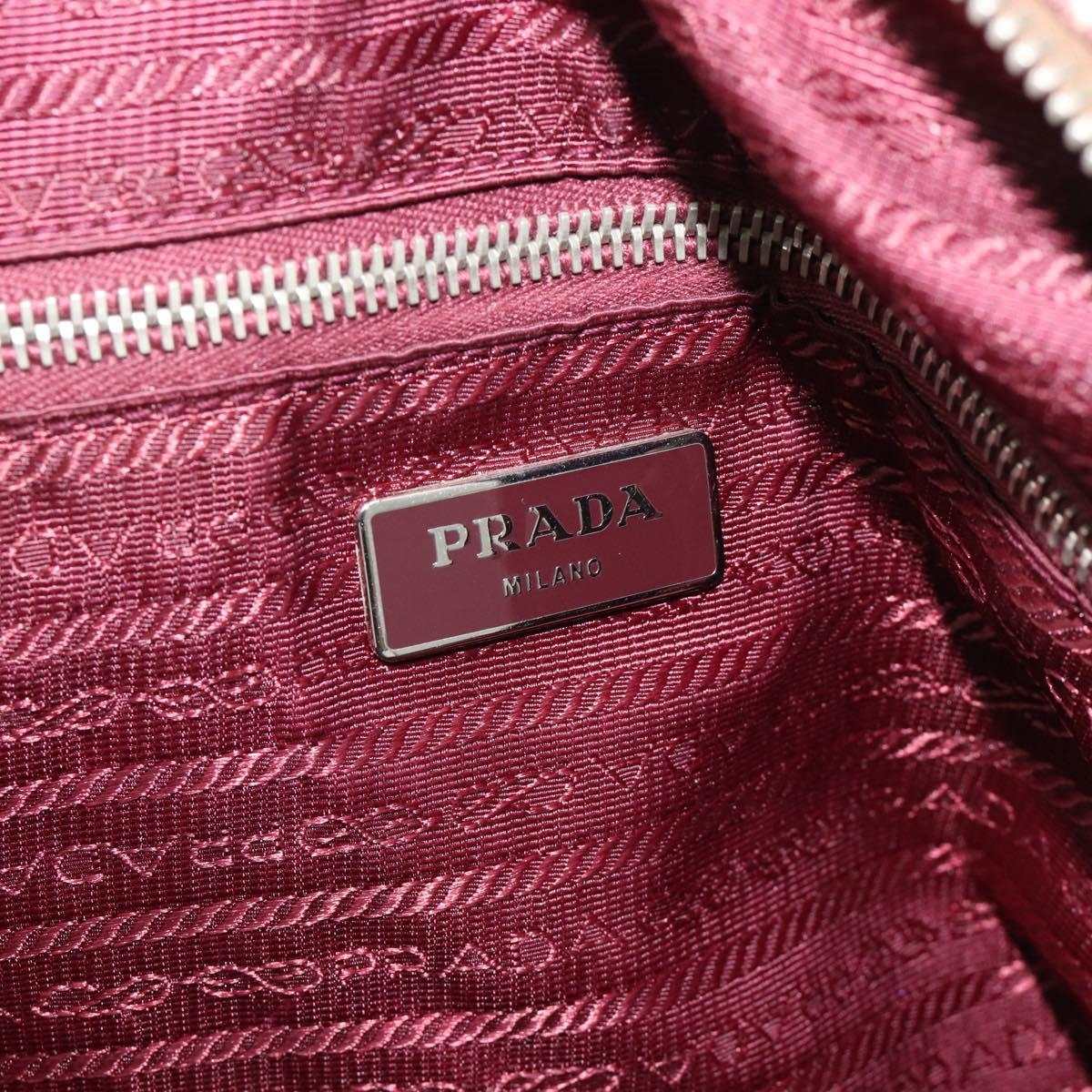 PRADA Hand Bag Canvas 2way Red Silver Auth 182354