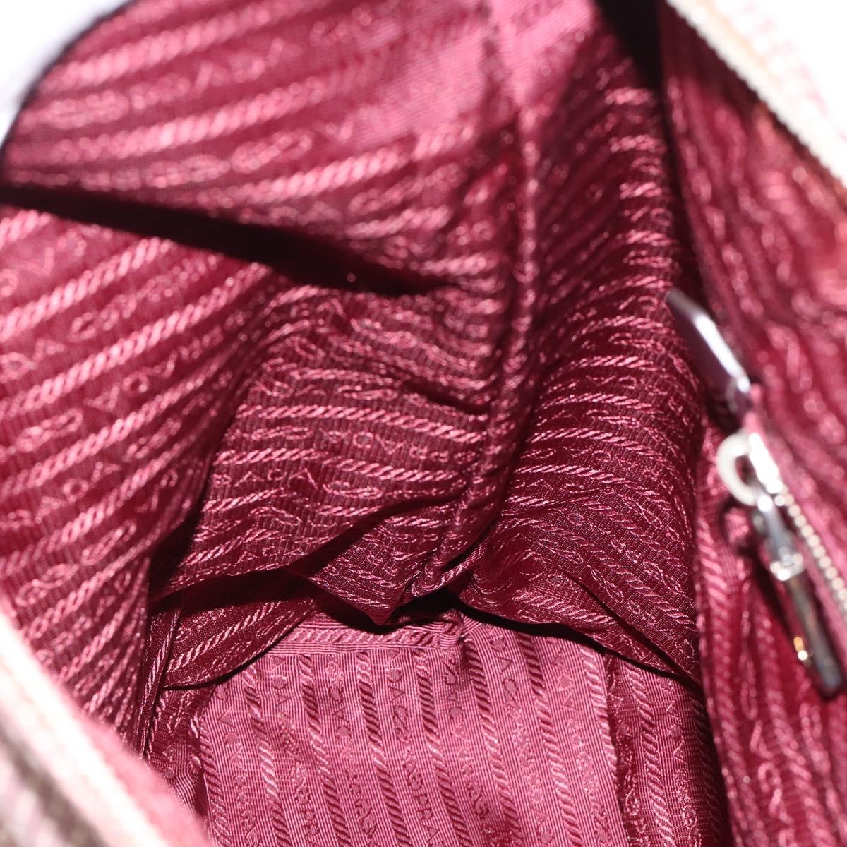 PRADA Hand Bag Canvas 2way Red Silver Auth 182354