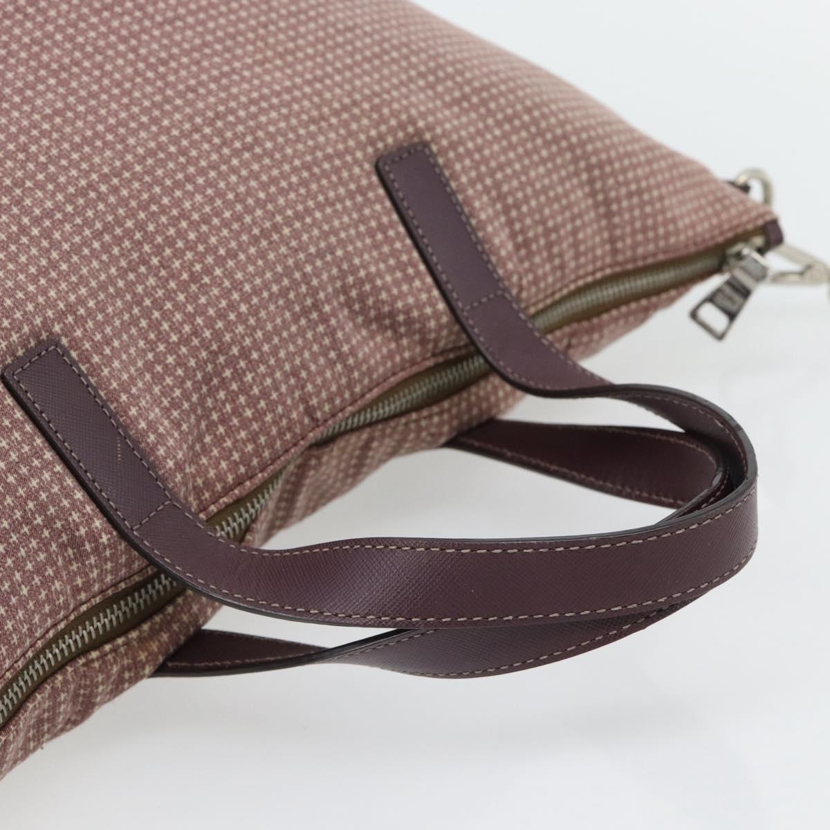 PRADA Hand Bag Canvas 2way Red Silver Auth 182354
