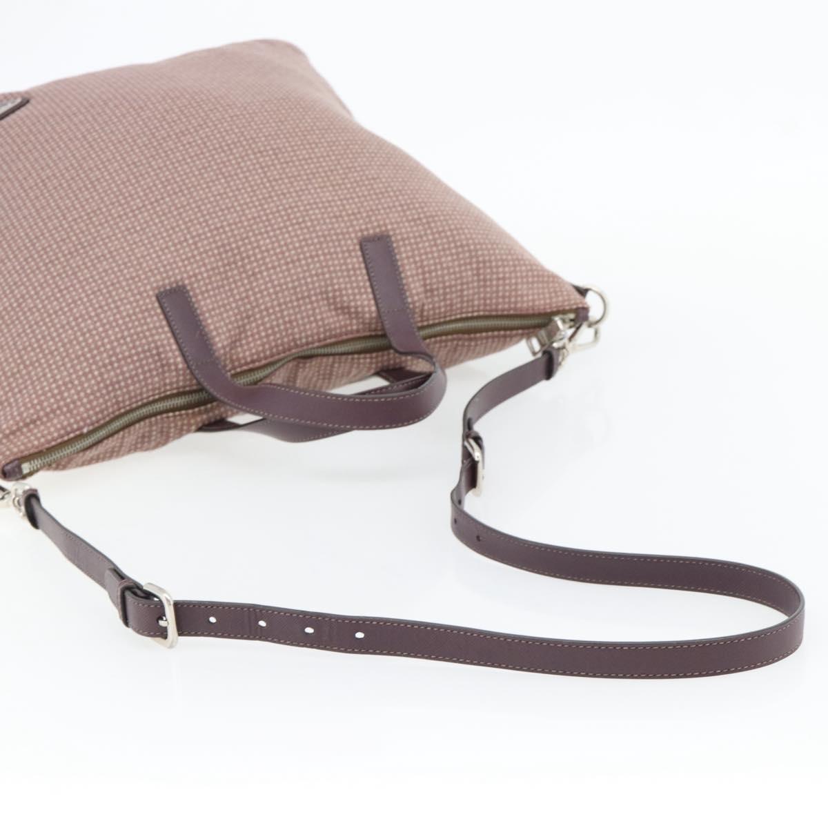 PRADA Hand Bag Canvas 2way Red Silver Auth 182354