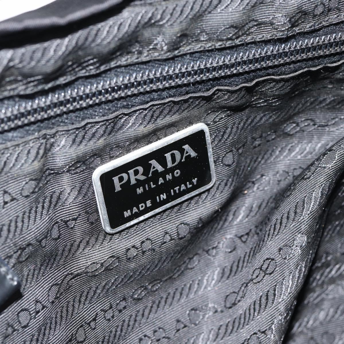 PRADA Backpack Nylon Black Silver Auth 182355