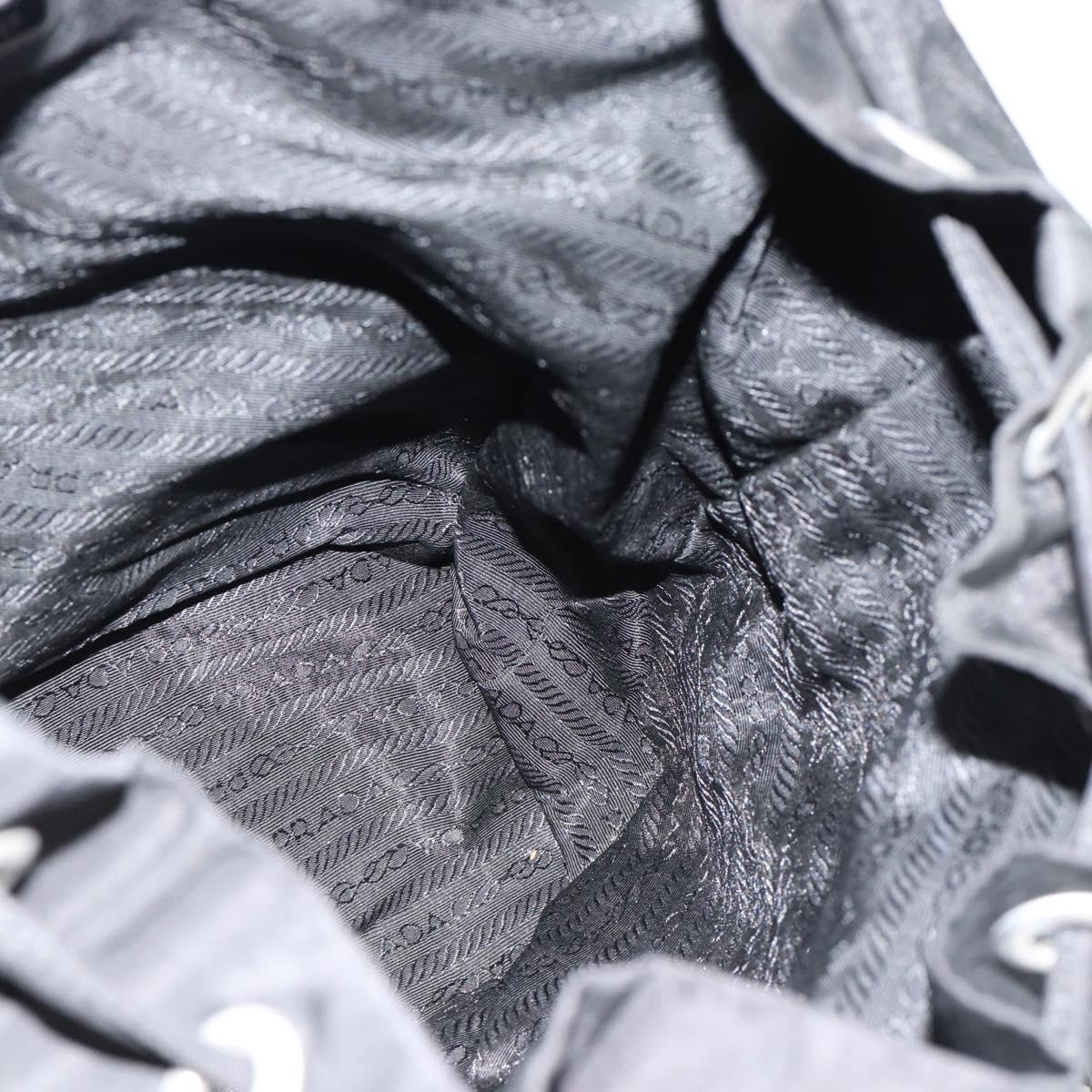 PRADA Backpack Nylon Black Silver Auth 182355