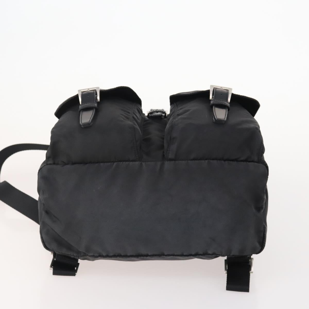 PRADA Backpack Nylon Black Silver Auth 182356