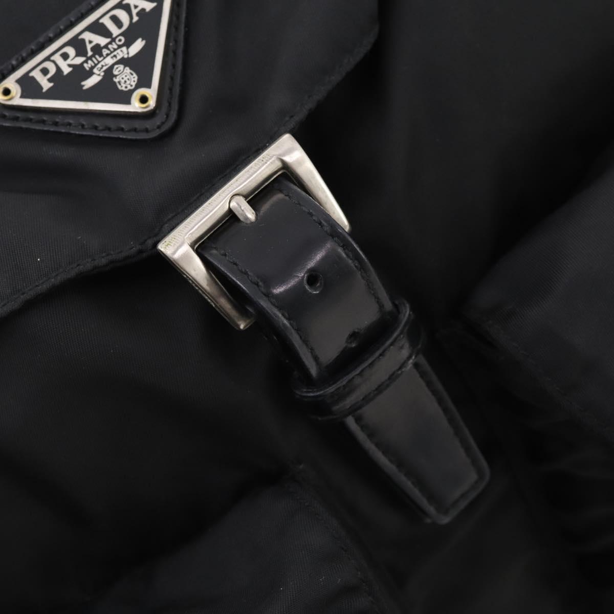 PRADA Backpack Nylon Black Silver Auth 182356