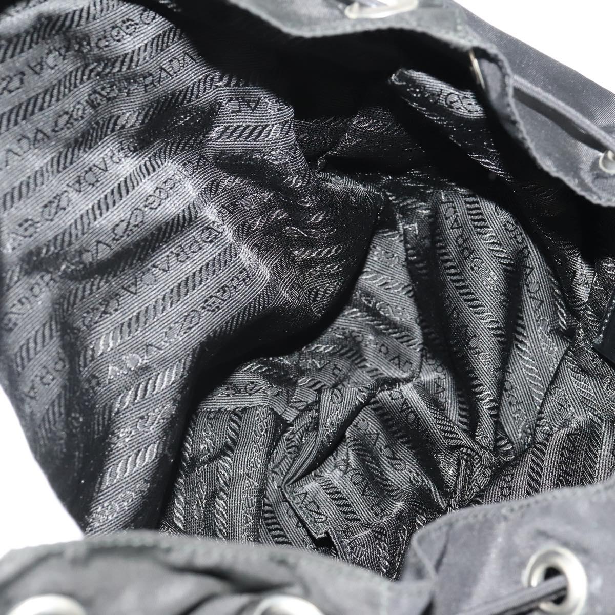 PRADA Backpack Nylon Black Silver Auth 182356
