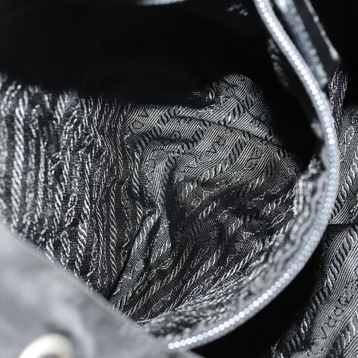 PRADA Backpack Nylon Black Silver Auth 182356