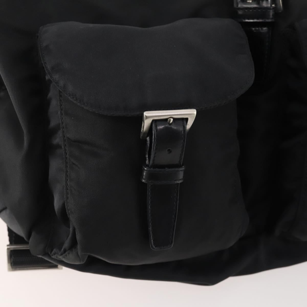 PRADA Backpack Nylon Black Silver Auth 182356