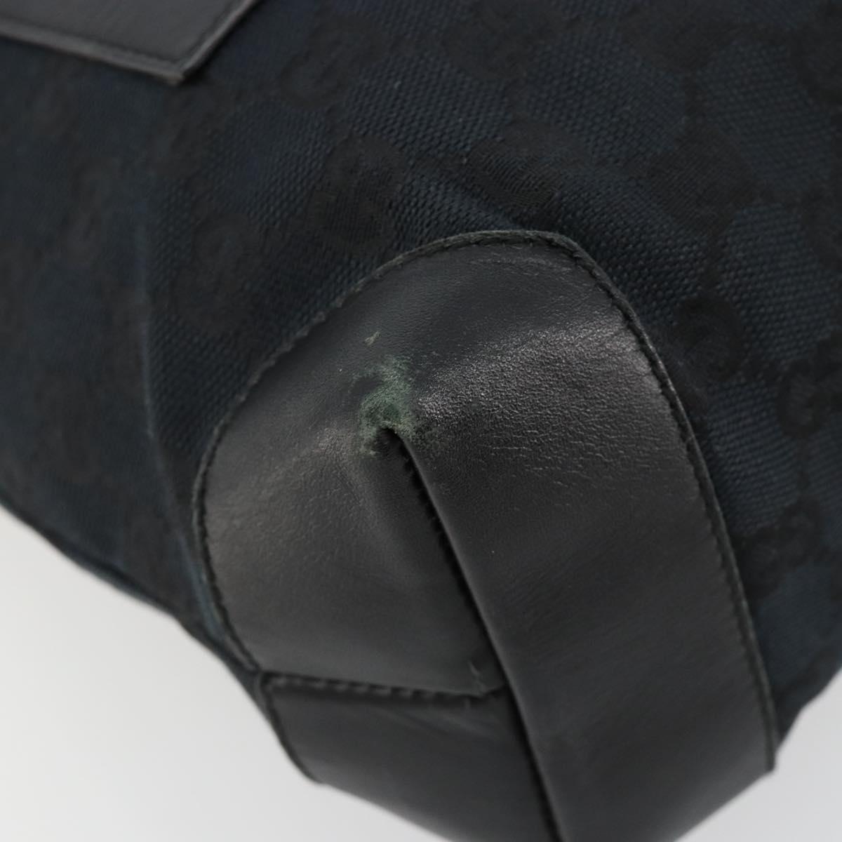 GUCCI GG Canvas Tote Bag Black Silver 019 0402 Auth 182358