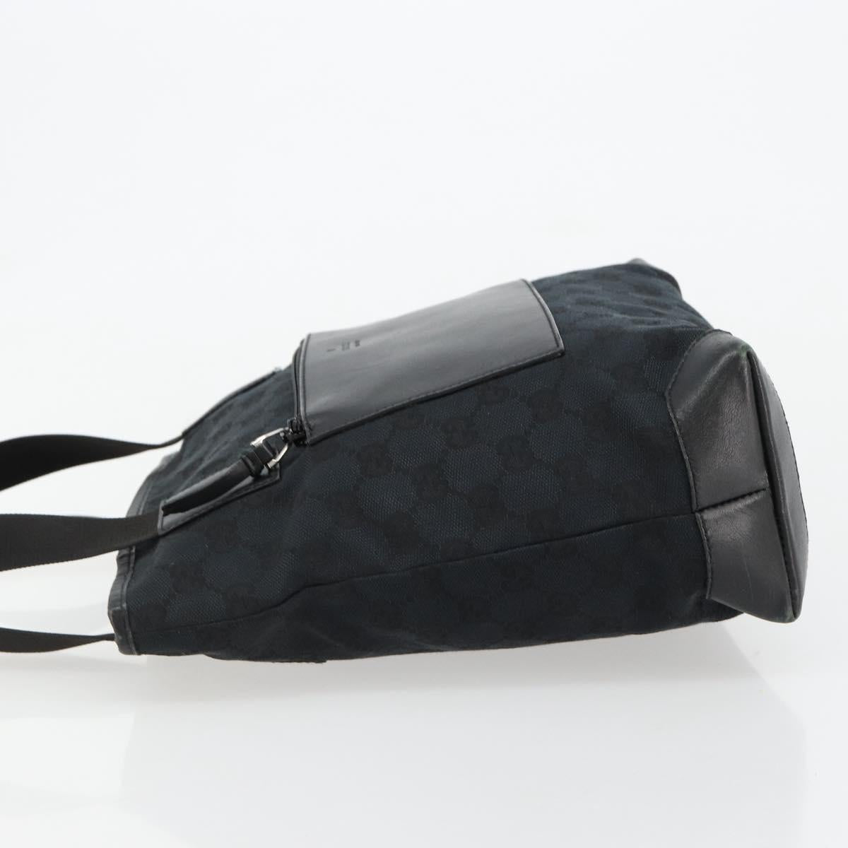 GUCCI GG Canvas Tote Bag Black Silver 019 0402 Auth 182358
