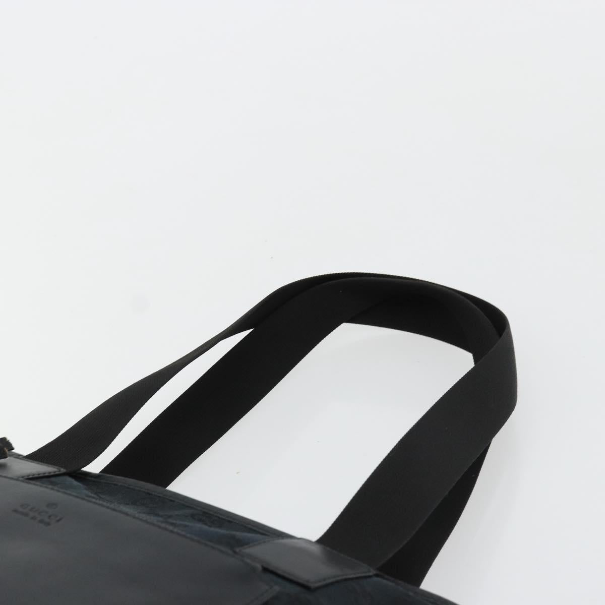 GUCCI GG Canvas Tote Bag Black Silver 019 0402 Auth 182358