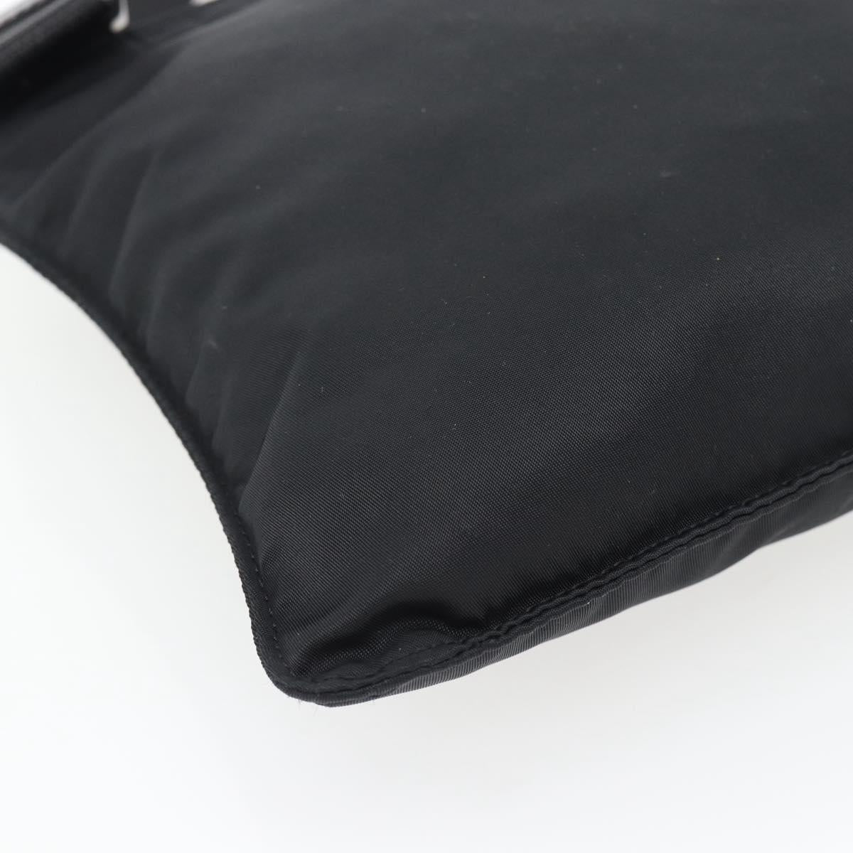 PRADA Shoulder Bag Nylon Black Silver Auth 182359A