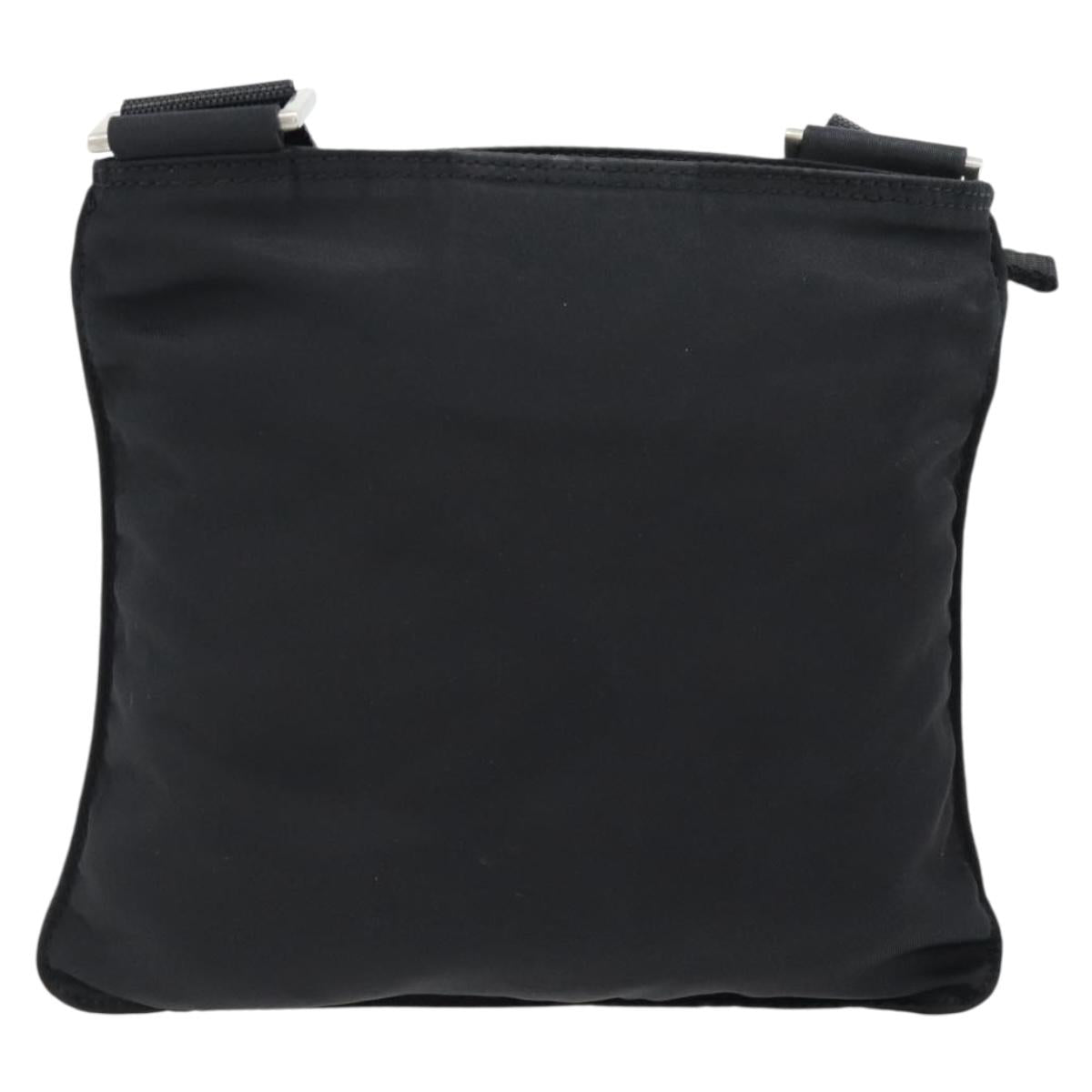 PRADA Shoulder Bag Nylon Black Silver Auth 182359A