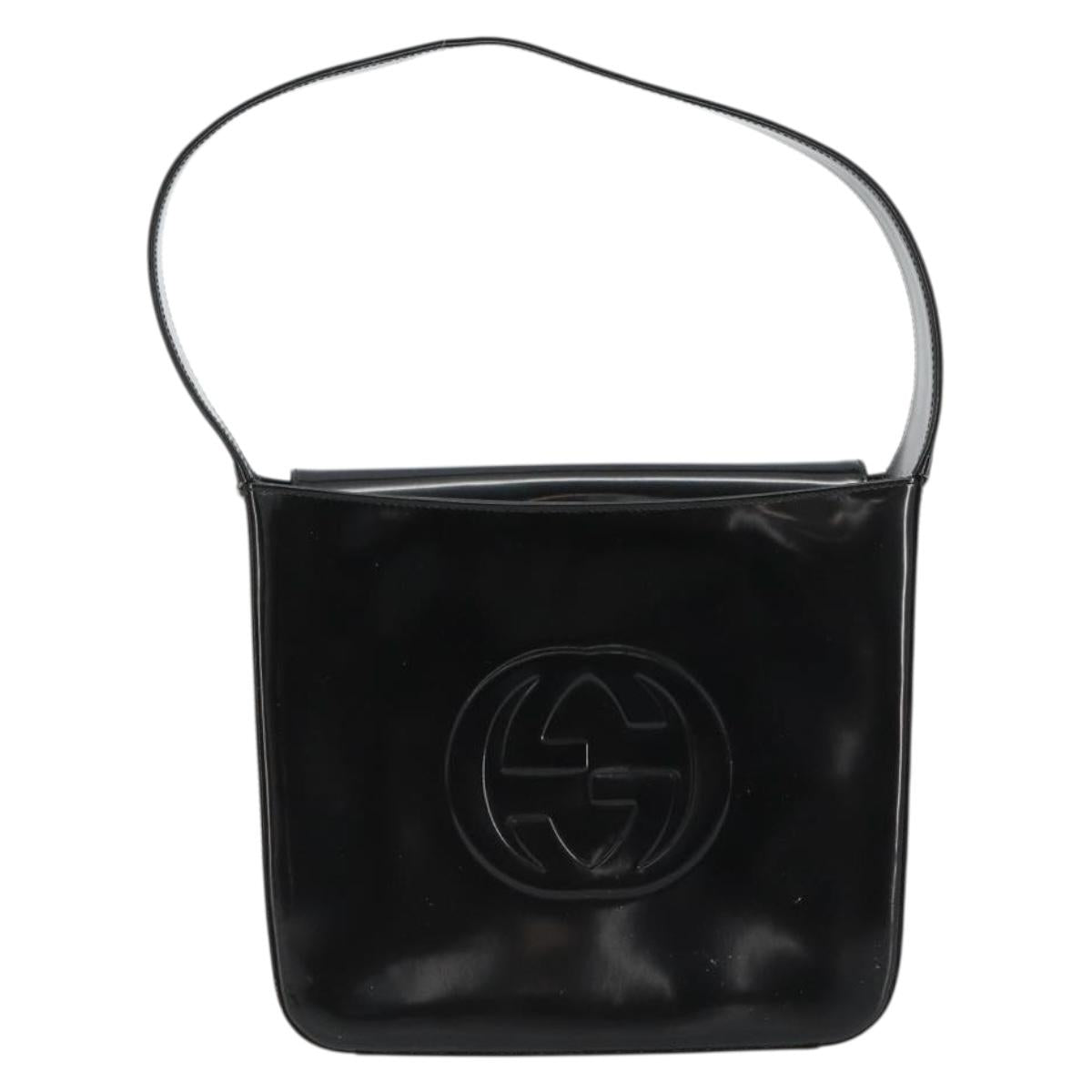 GUCCI Shoulder Bag Patent leather Black Silver 000 1013 0506 Auth 182360