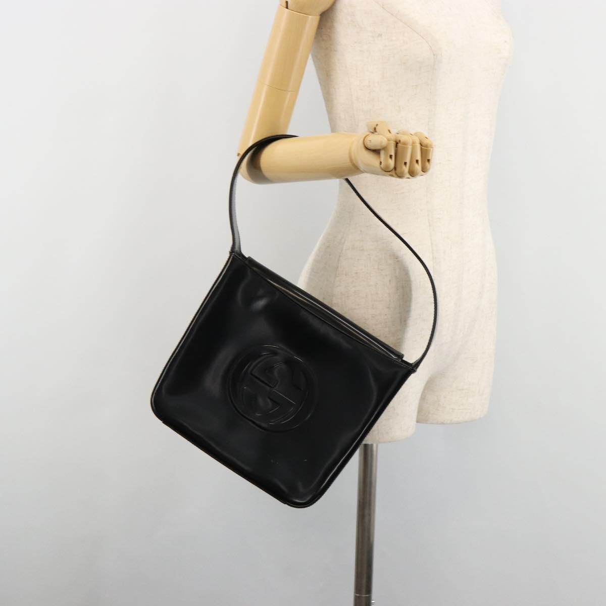 GUCCI Shoulder Bag Patent leather Black Silver 000 1013 0506 Auth 182360