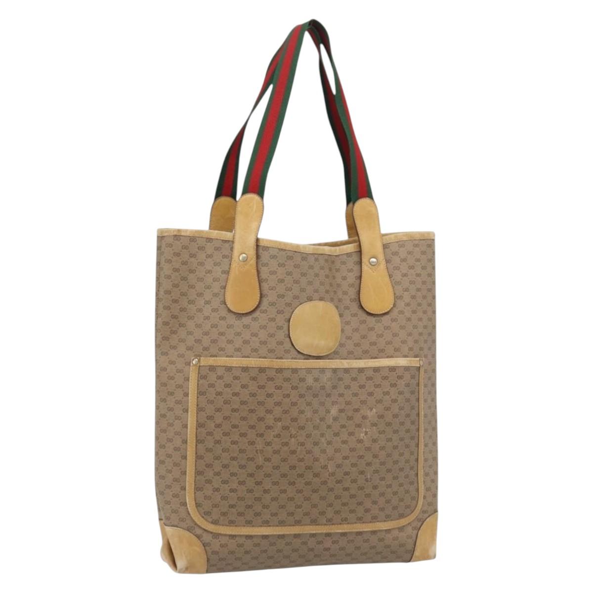 GUCCI Micro GG Supreme Web Sherry Line Bag PVC Beige 002 904 0223 Auth 182364