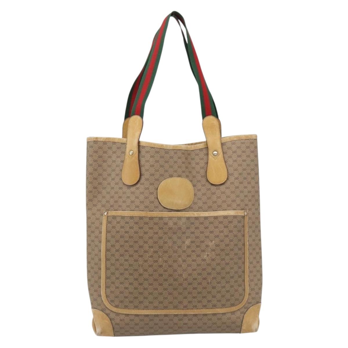 GUCCI Micro GG Supreme Web Sherry Line Bag PVC Beige 002 904 0223 Auth 182364