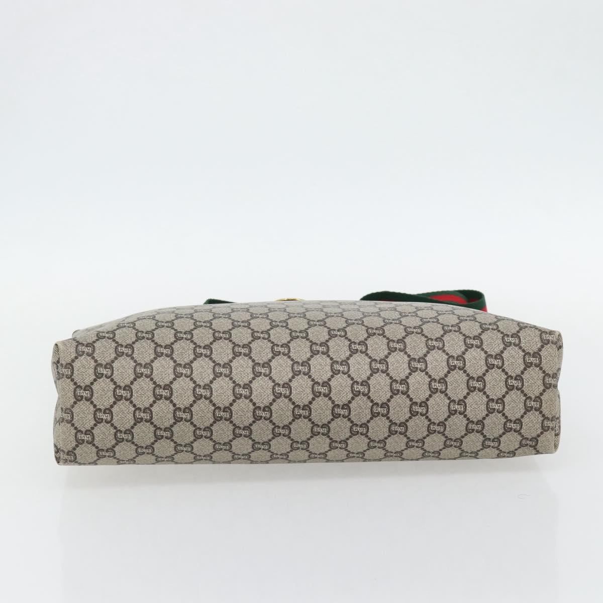 GUCCI GG Plus Supreme Web Sherry Line Tote Bag PVC Beige Red Green Auth 182365