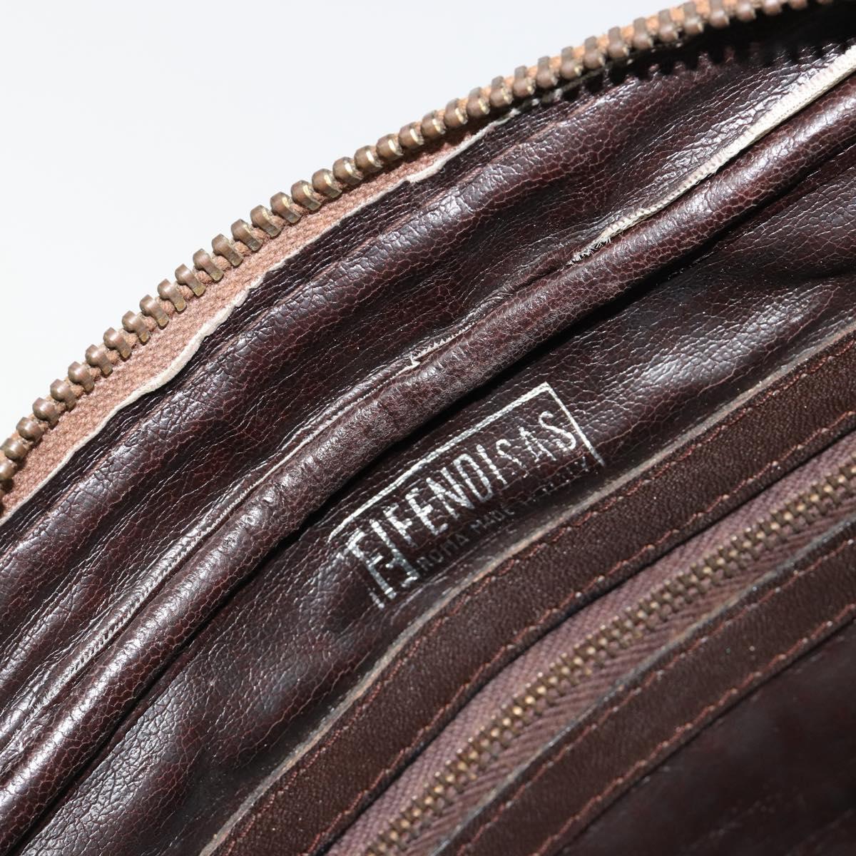 FENDI Zucca Canvas Shoulder Bag Black Brown Auth 182366