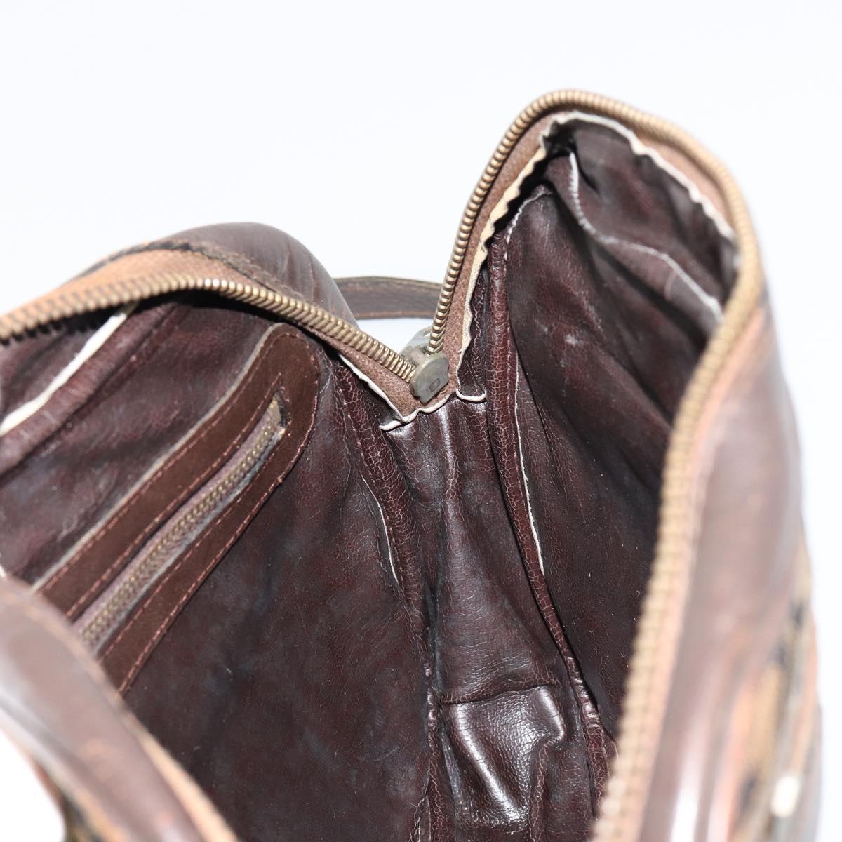 FENDI Zucca Canvas Shoulder Bag Black Brown Auth 182366