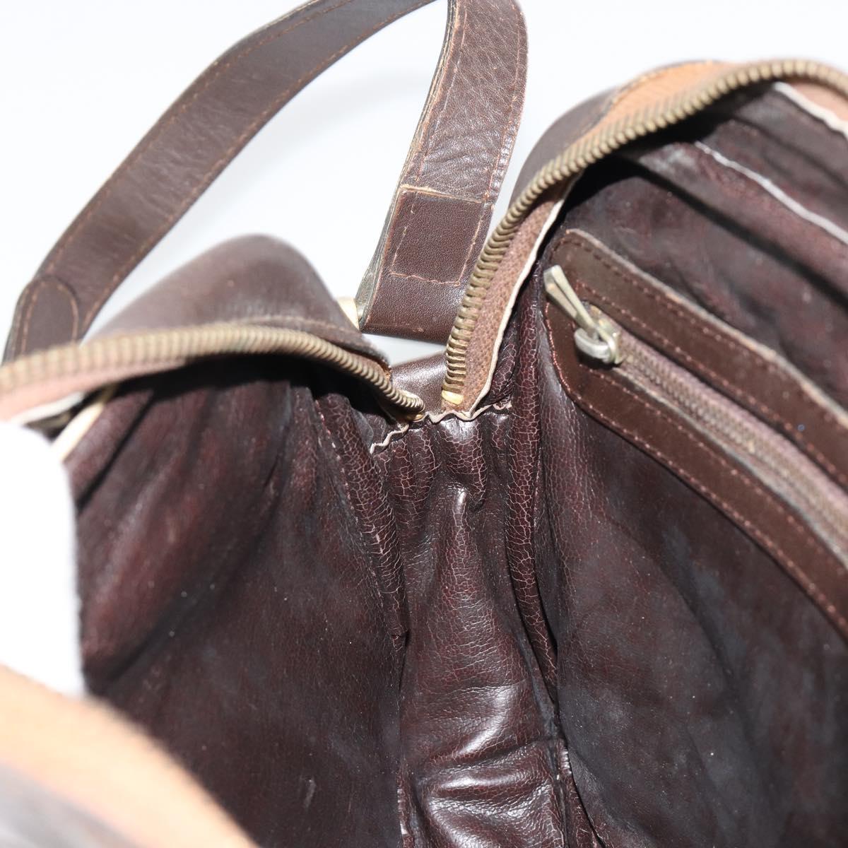 FENDI Zucca Canvas Shoulder Bag Black Brown Auth 182366