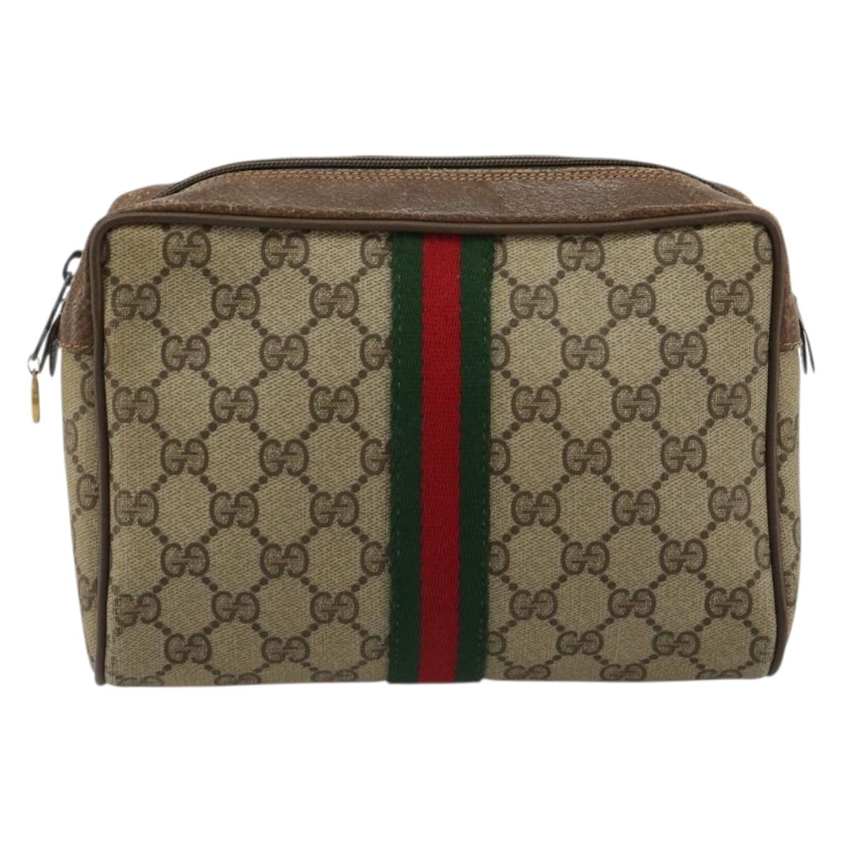 GUCCI GG Supreme Web Sherry Line Bag Beige Red Green 63 01 012 Auth 182367