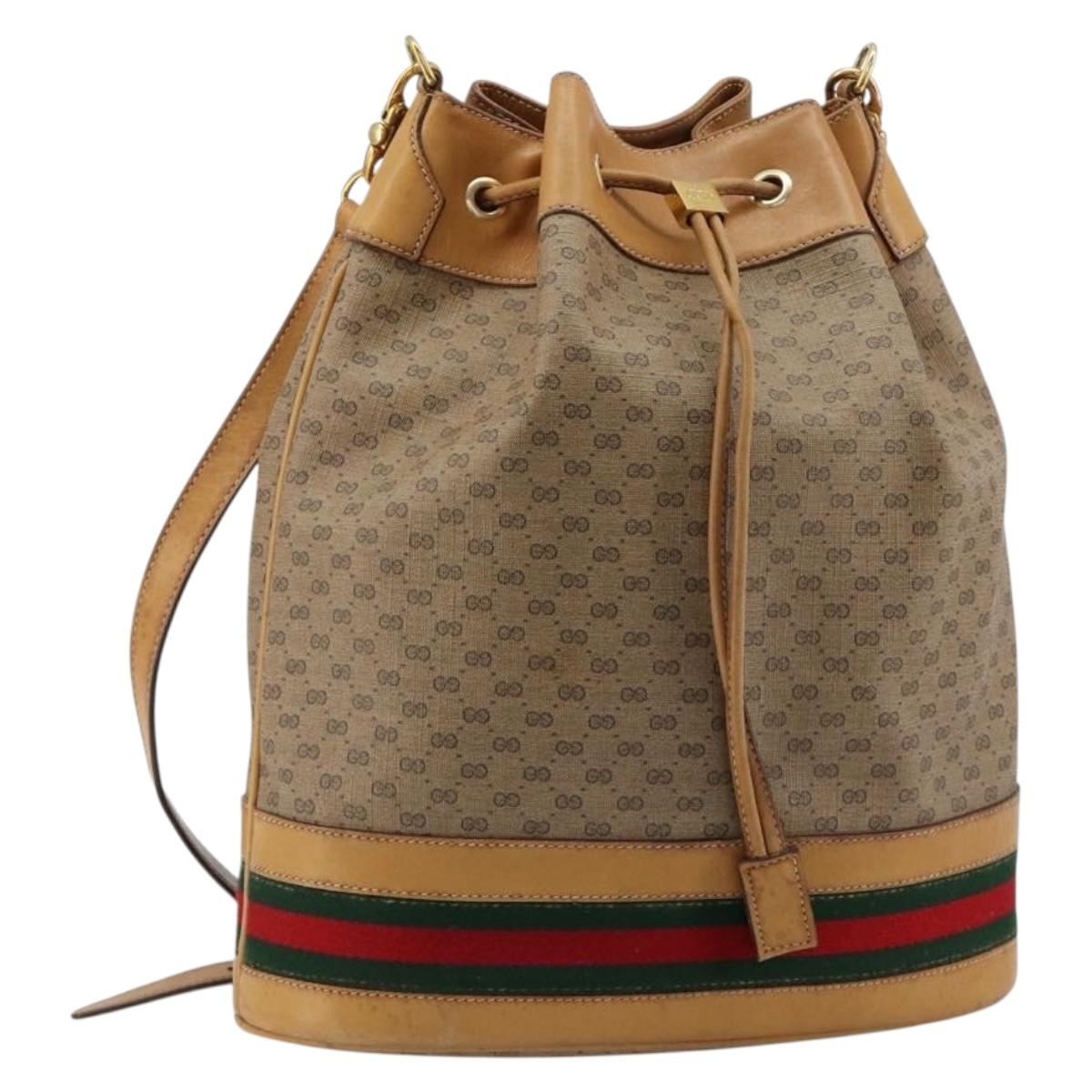 GUCCI Micro GG Supreme Web Sherry Line Bag PVC Beige 001 115 4793 Auth 182369