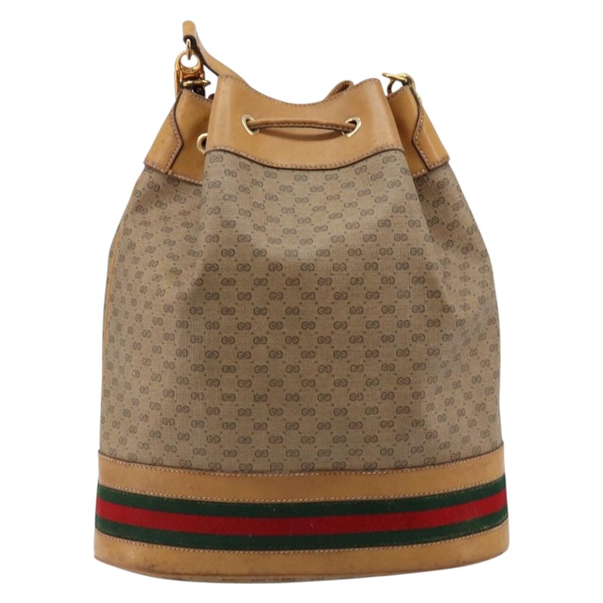 GUCCI Micro GG Supreme Web Sherry Line Bag PVC Beige 001 115 4793 Auth 182369