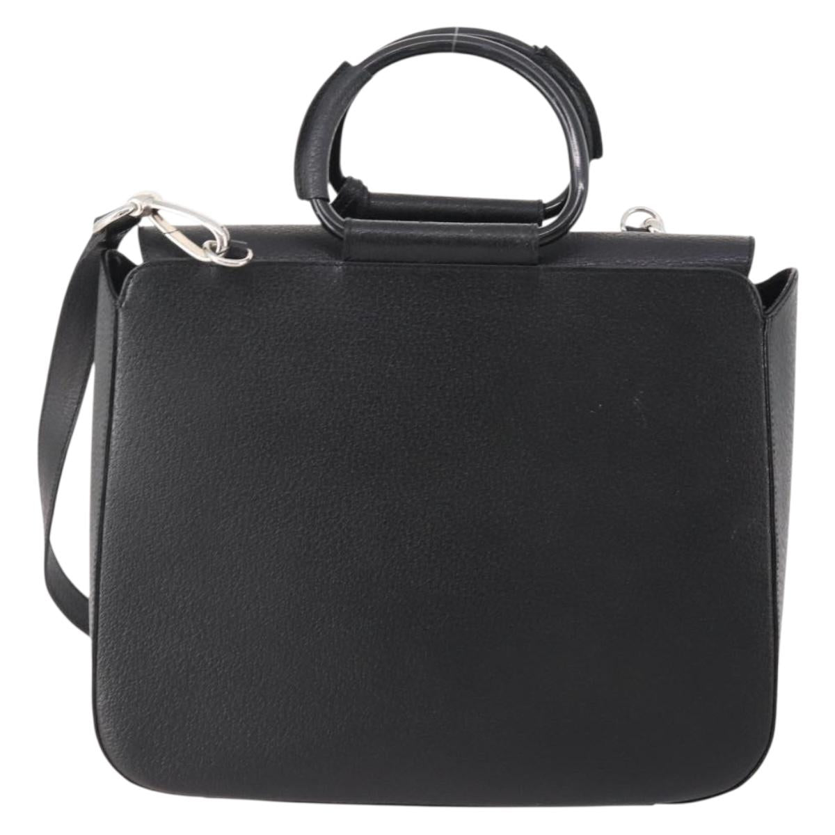 GUCCI Hand Bag Leather 2way Black Silver 000 2058 0307 5 Auth 182370
