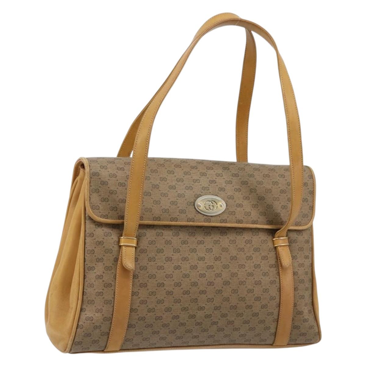 GUCCI Micro GG Supreme Hand Bag PVC Beige Gold 000 46 4857 Auth 182375