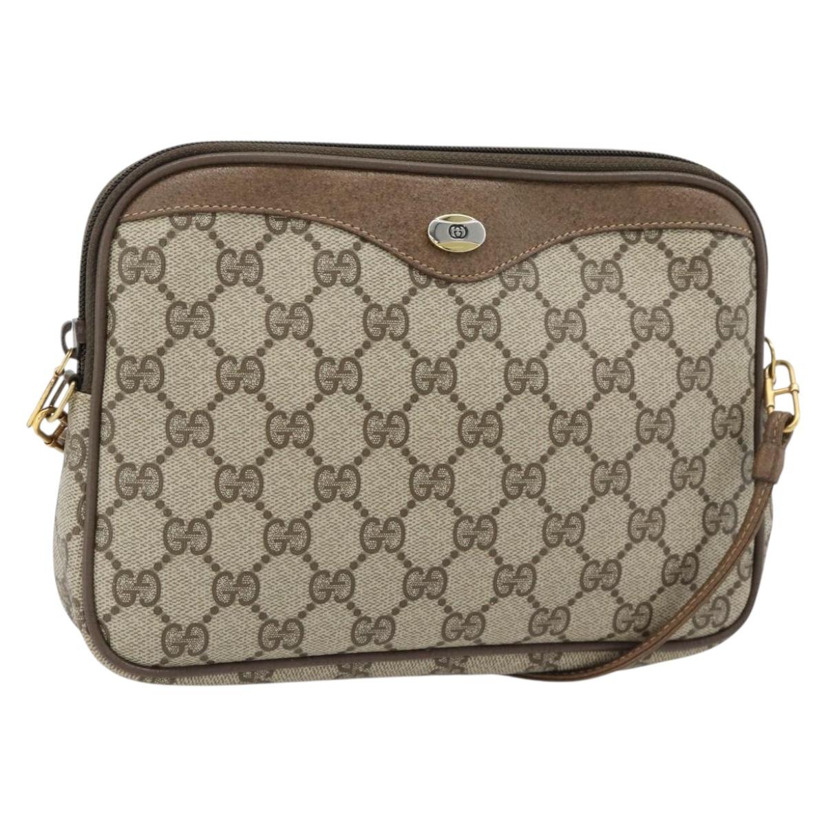 GUCCI GG Supreme Shoulder Bag PVC Beige Gold 97 02 068 Auth 182376