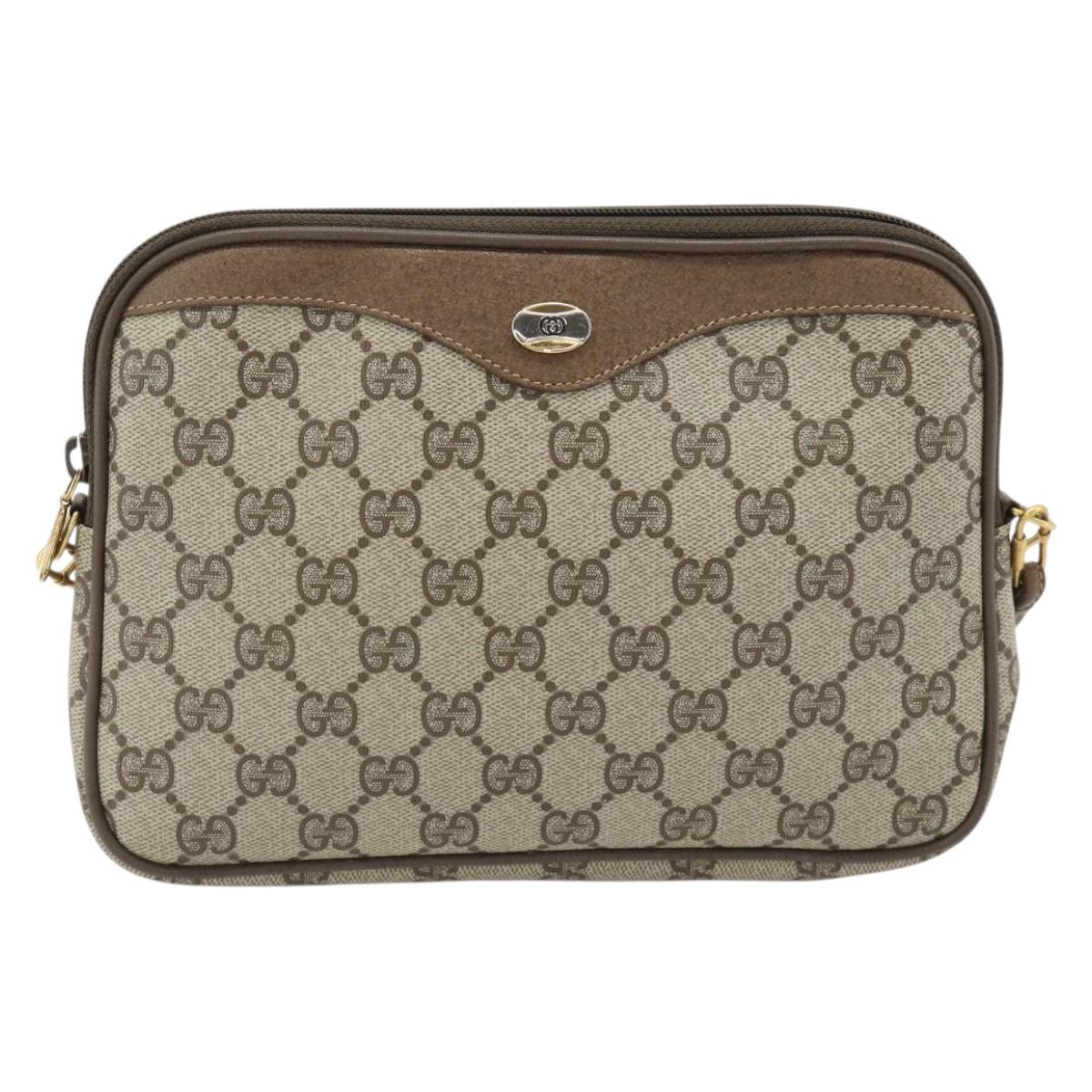 GUCCI GG Supreme Shoulder Bag PVC Beige Gold 97 02 068 Auth 182376