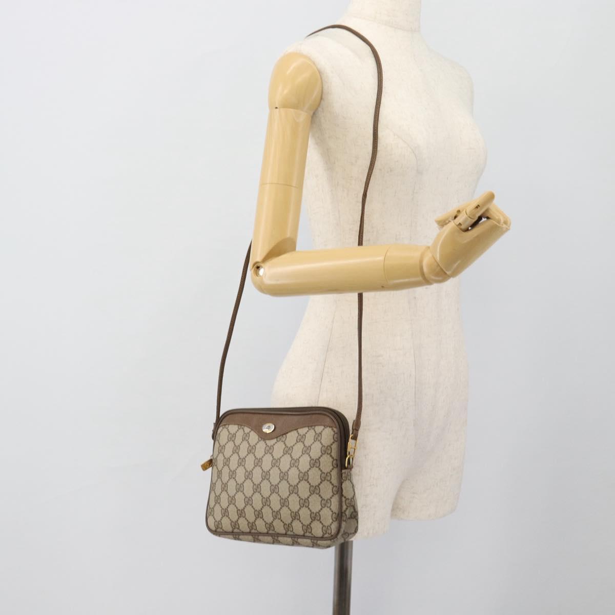 GUCCI GG Supreme Shoulder Bag PVC Beige Gold 97 02 068 Auth 182376