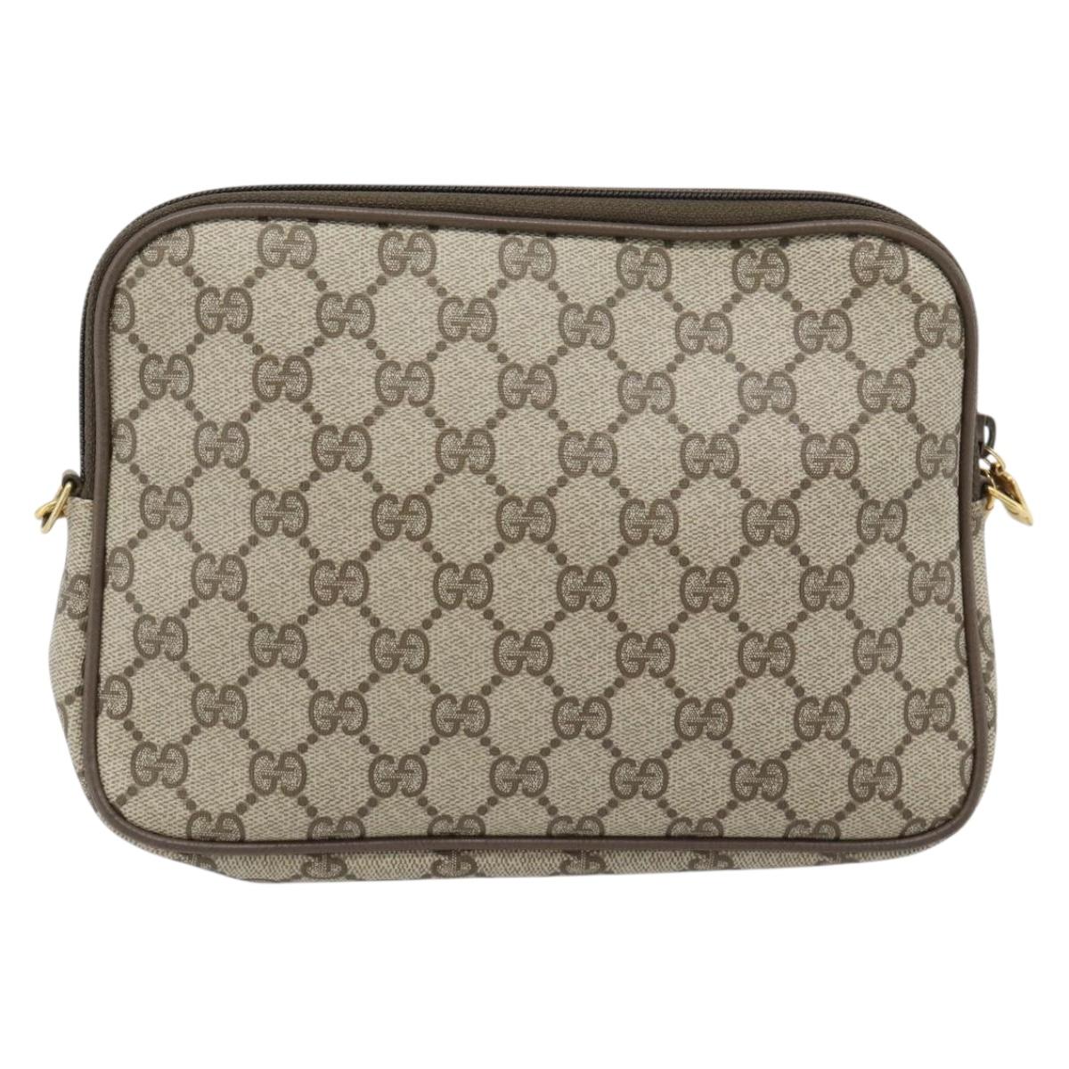 GUCCI GG Supreme Shoulder Bag PVC Beige Gold 97 02 068 Auth 182376